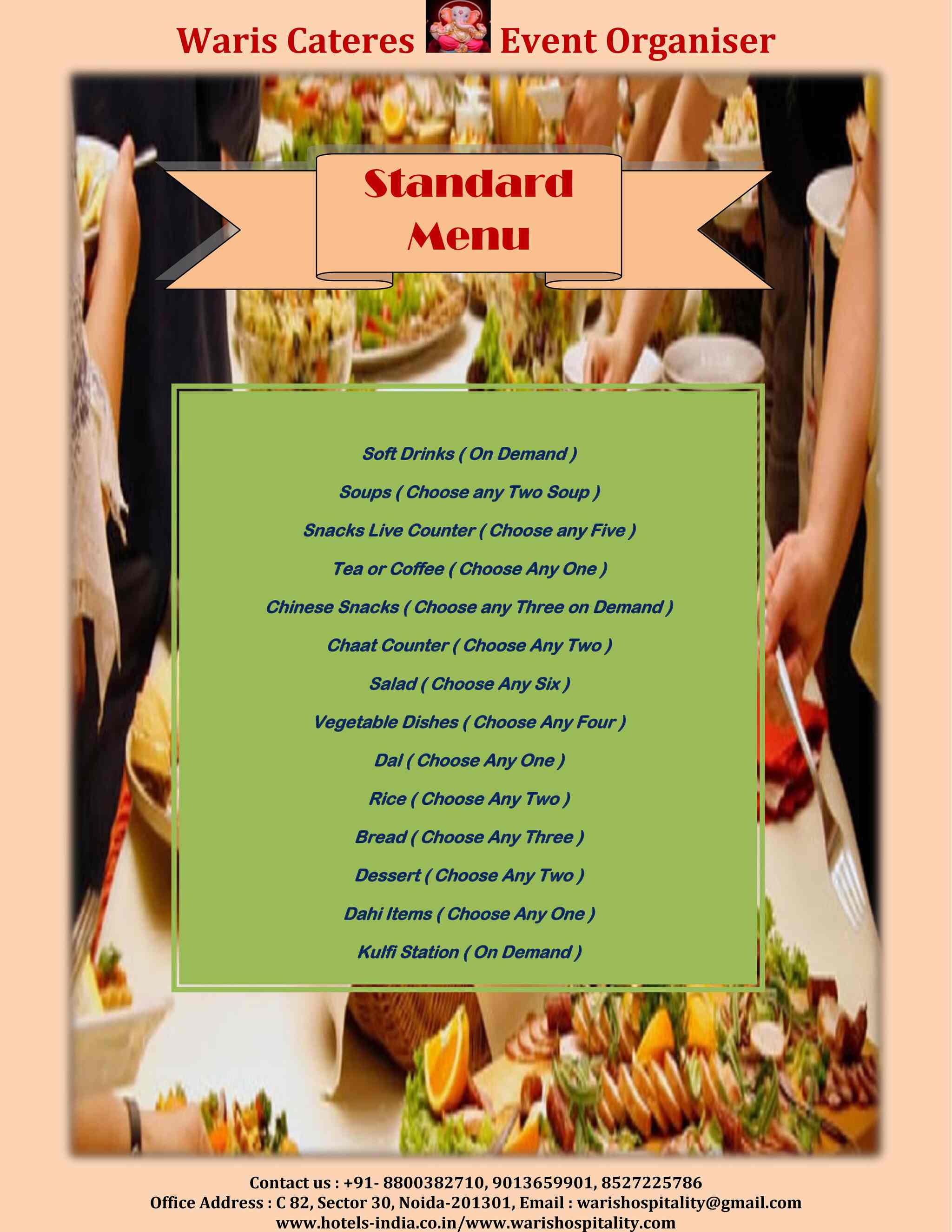 waris hospitality network indian snack items flyer